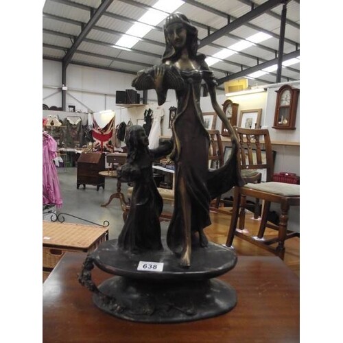 An art nouveau style bronze mother and child, 18'' tall.