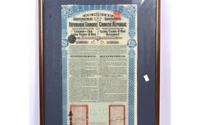 An early 20th century framed Chinese Republic Period Railway...