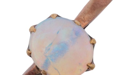 An early 20th century solitaire opal ring, claw set with 1ct...
