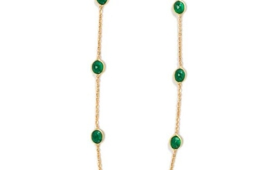 An emerald and eighteen karat gold necklace