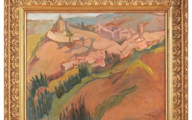 André LHOTE (1885-1962) Paysage Huile sur papier signée en bas à droite 46 x 61cm...
