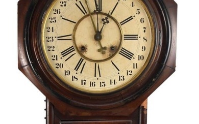 Ansonia 'Regulator A' Calendar Wall Clock, Late 19th Century - Mahogany case. Original signed and