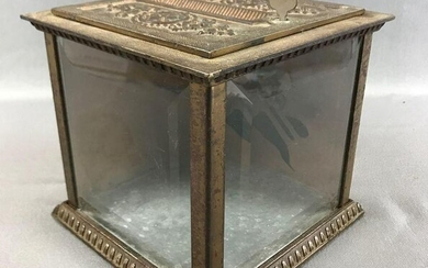 Antique Beveled Glass and Metal "National" Ballot Box