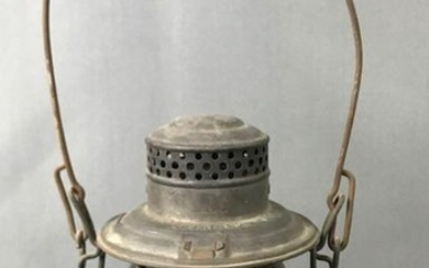 Antique C.R.T. Co. Railroad Lantern with red globe