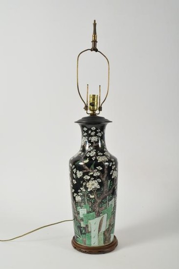 Antique Chinese Ceramic Famille Verte Vase Mounted as
