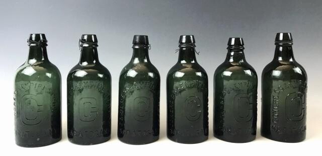 Antique Congress Water Bottles, (6pc)