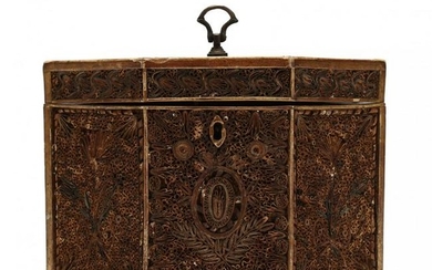 Antique English Paper Scroll Tea Caddy