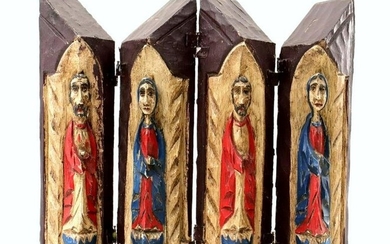 Antique Four Saints Travel Folding Shrine