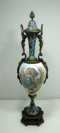Antique French Bronze and Porcelain Vase