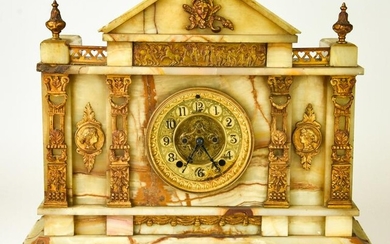 Antique Green Onyx & Ormolu Mantle Clock