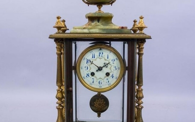Antique Japy Freres Bronze Dore Onyx French Clock