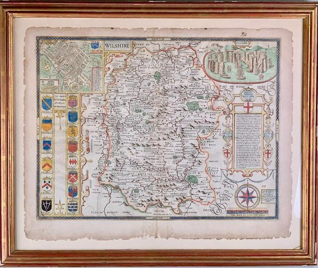 Antique Map of Wilshire by John Speed