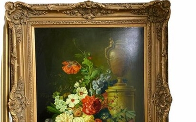 Antique Old Master Style Oil Painting on Canvas Still