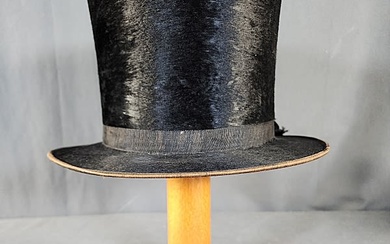 Antique Victorian Mens c1880 Beaver Fur Top Hat