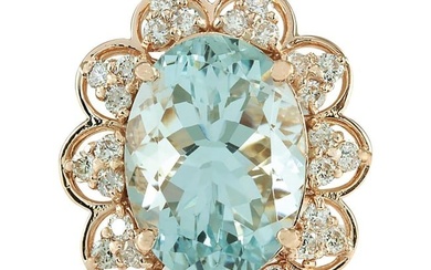 Aquamarine Diamond Ring 14K Rose Gold