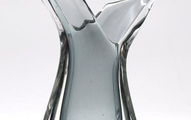 Archimede Seguso Flavio Poli Smokey Blue-Grey Vase Italian Murano Glass. AW
