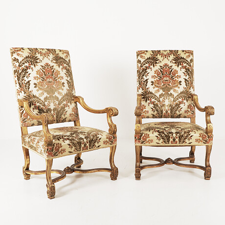 Armchairs 1 pair of baroque style Karmstolar 1 par barockstil
