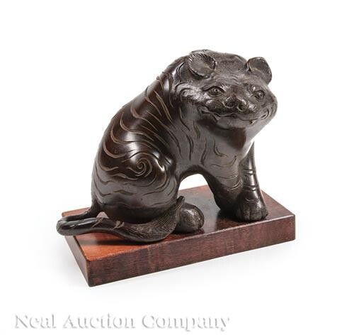 Asian Patinated Bronze Figure of a Tiger