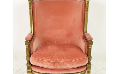 BERGERE A OREILLE, late 19th century French giltwood with pe...
