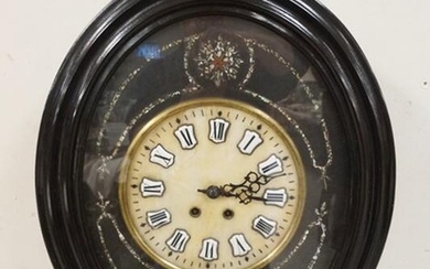 BLACK LACQUERED VICTORIAN WALL CLOCK