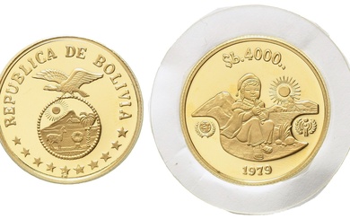 BOLIVIE. 4000 pesos 1979. Année internationale de l'enfant. Au titre 900 (17,17 g). PREUVE