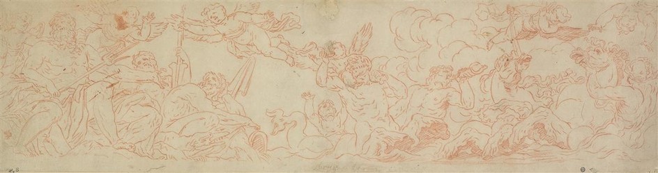 BOLOGNESE SCHOOL, 17TH CENTURY Two mythological scenes. The Triumph of Neptune * Cupid...