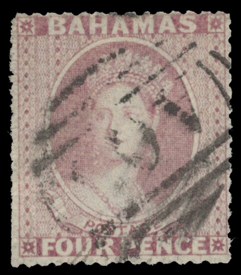 Bahamas 1861 (June)-62, Rough Perforation 14 to 16 Issued Stamps 4d. dull rose, used with "A05"...