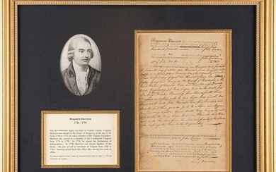 Benjamin Harrison V Revolutionary War-Dated Document Signed