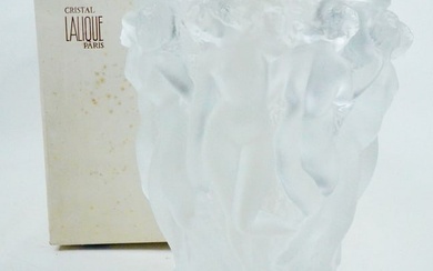 Bibi Hilton's Lalique Crystal Large Bacchantes Vase W/Box