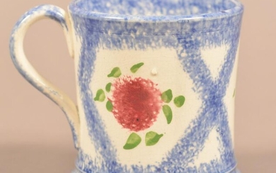 Blue Spatter China Strawberry Thumbprint Child's Mug.
