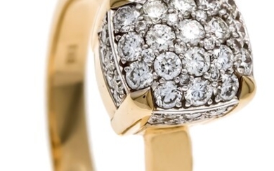 Brilliant ring GG 585/000 with 61 diamonds, total 0.80 ct W / SI, RG 60, 5.0 g
