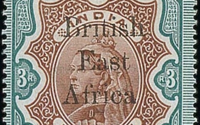 British East Africa 1895-96 India overprint set of fifteen to 5r. and 1895 (19 Dec.) 2½ on 1½a...