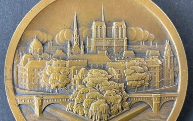 Bronze Plaque with Fine Paris Topography by Pierre