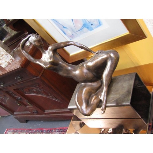 Bronze Sculpture Seated Nude Approximately 20 Inches High