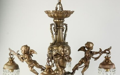 Bronze lamp with putti