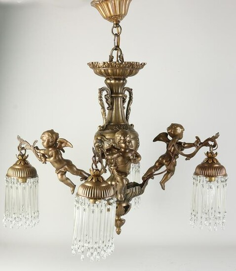 Bronze lamp with putti