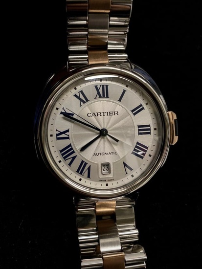 CARTIER Cle De Cartier Two-Tone Stainless Steel & 18K Rose Gold w/ Exhibition Back - $10K Appraisal
