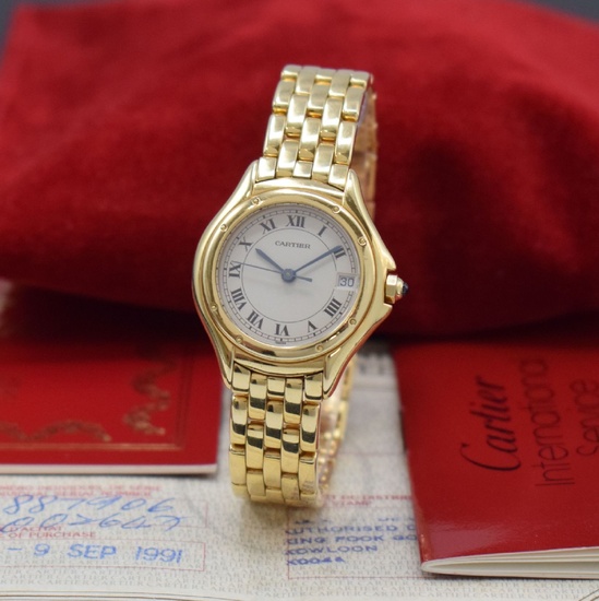 CARTIER Montre-bracelet dame Cougar en GG 750/000 référence 887906, Suisse v. lt. beil. Pap. 09/1991,...