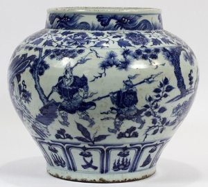 CHINESE BLUE WHITE PORCELAIN JARDINIERE