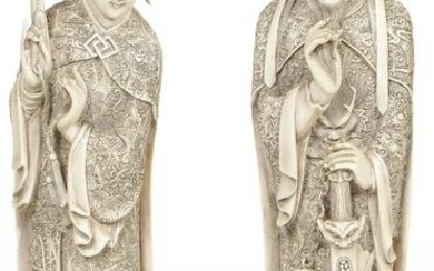 CHINESE CARVED EMPEROR AND EMPRESS, C. 1921