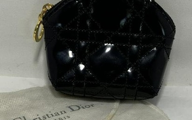 CHRISTIAN DIOR BLACK QUILTED LEATHER COIN PURSE