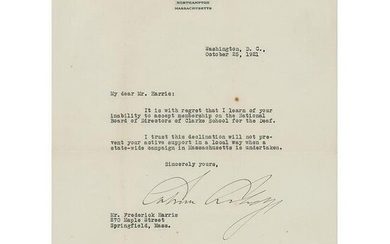 Calvin Coolidge Typed Letter Signed