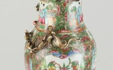 Cantonese vase converted to lamp, H 42 cm.