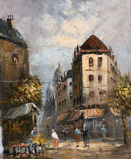 Caroline Burnett, a Parisian street scene with figures