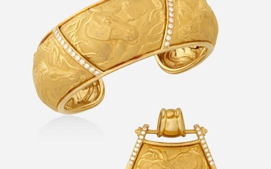 Carrera y Carrera, Gold and diamond horse bracelet and pendant