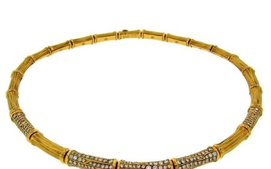 Cartier Diamond Gold Bamboo Necklace