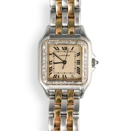 Cartier Two Tone Panthere Stainless Watch