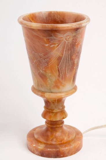 Carved Alabaster Table Lamp
