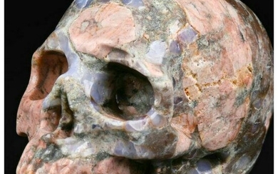 Carved Blue Opal Gemstone Skeleton Skull