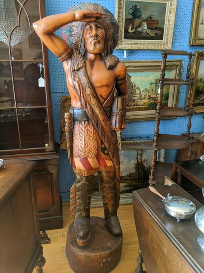 Carved Wood & Plaster Lifesize Repro Dime Store Indian